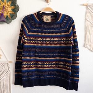 O'Hanlon Mills Fair Isle Nordic Pattern Lambswool Blend Sweater Size Small